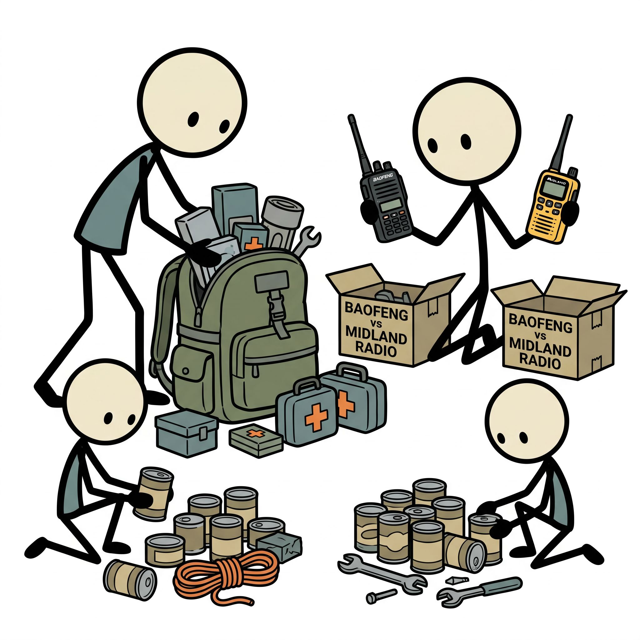 SC-style illustration for baofeng vs midland radio