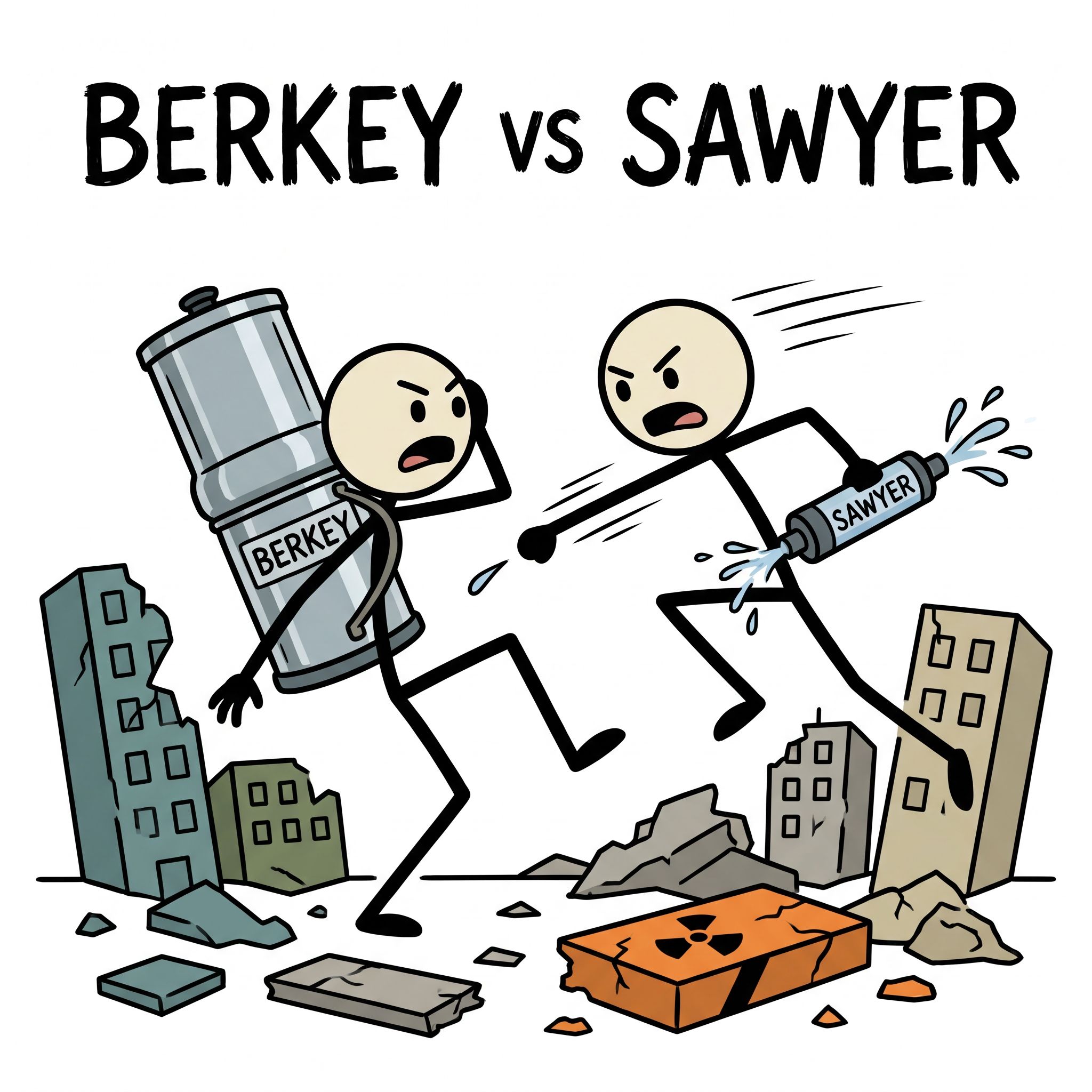 SC-style illustration for berkey vs sawyer