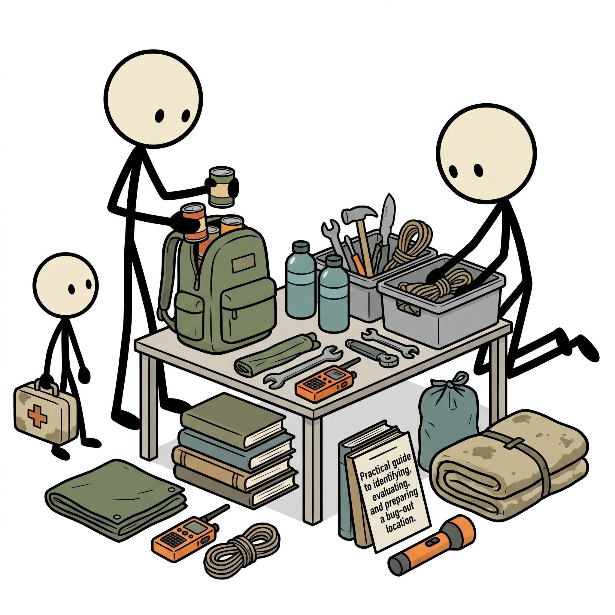 SC-style illustration for Practical guide to identifying, evaluating, and preparing a bug-out location