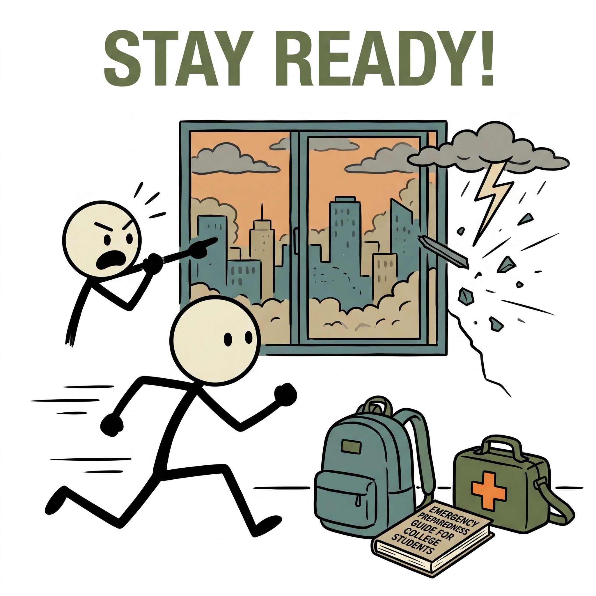 SC-style illustration for Emergency preparedness guide for college students