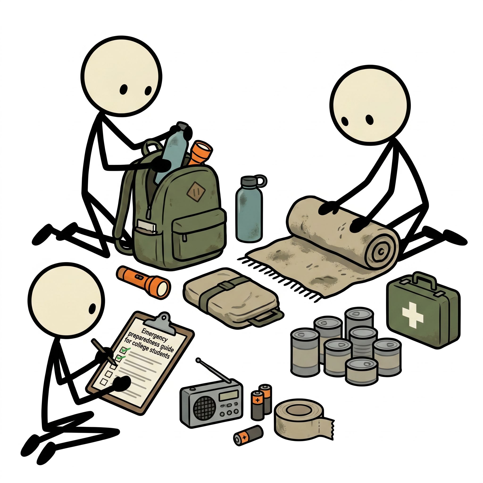 SC-style illustration for Emergency preparedness guide for college students