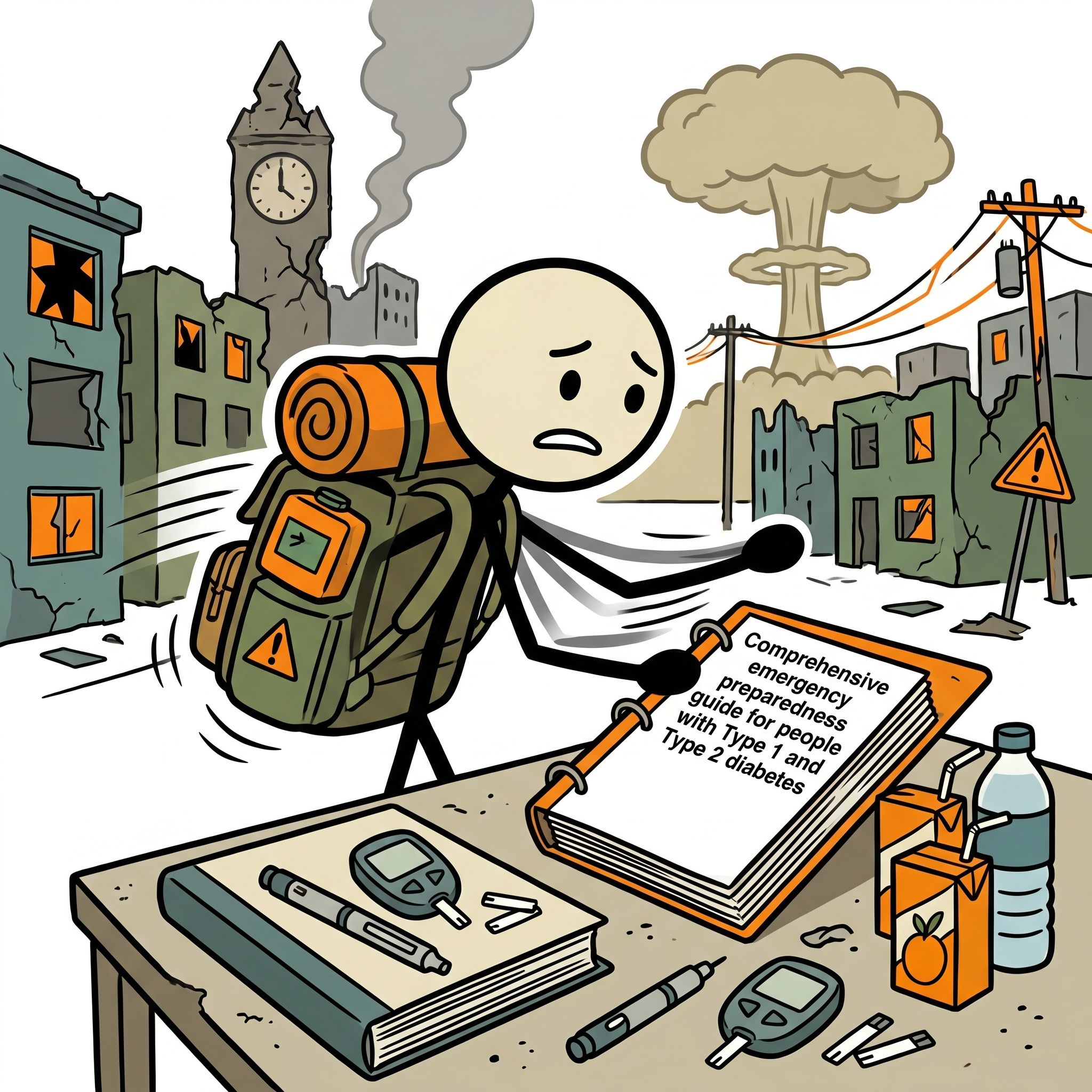 SC-style illustration for Comprehensive emergency preparedness guide for people with Type 1 and Type 2 diabetes