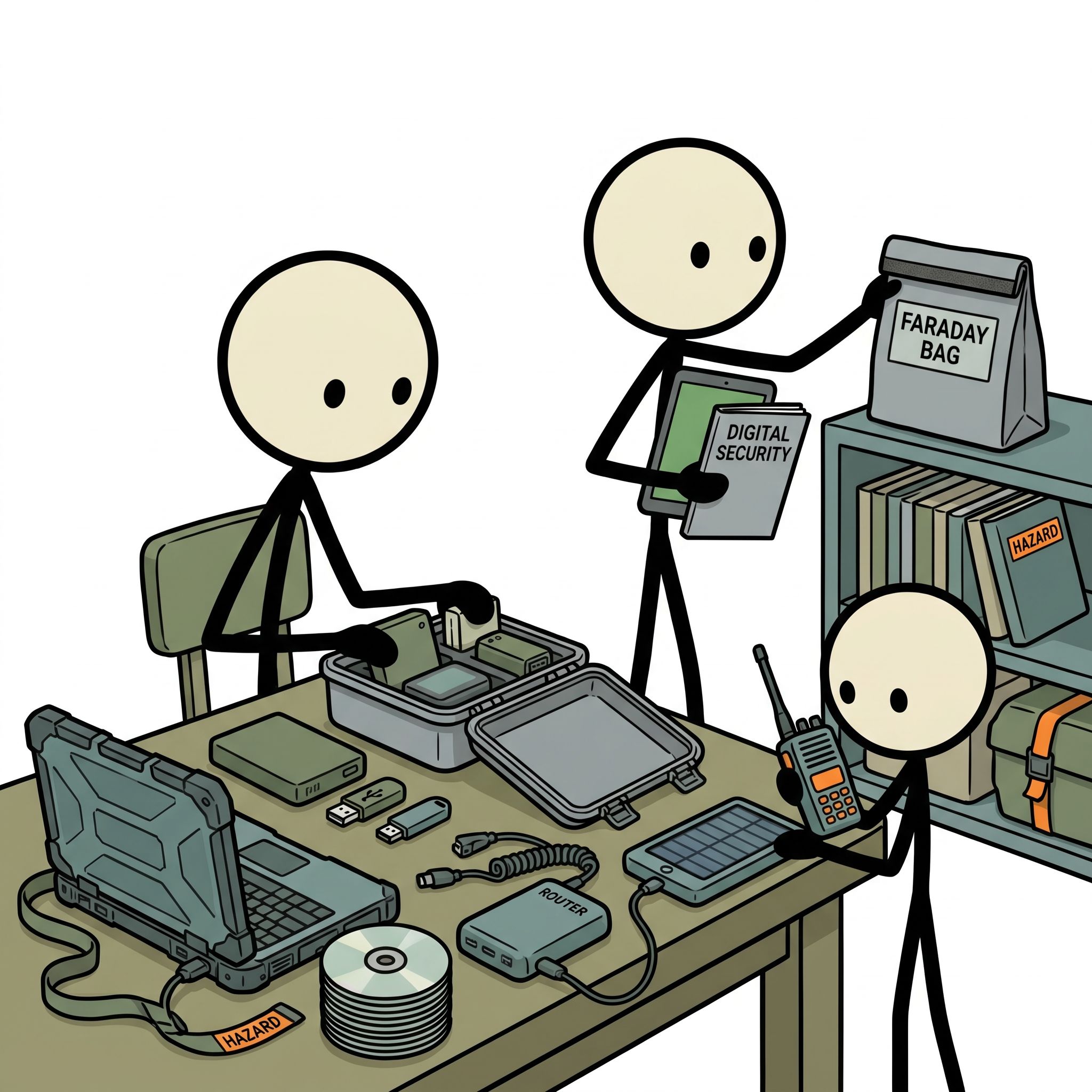 SC-style illustration for This post provides a comprehensive guide for preppers on securing their digital footprint, encrypting communications, and safeguarding sensitive personal data against cyber threats and surveillance before an emergency or grid-down scenario occurs.