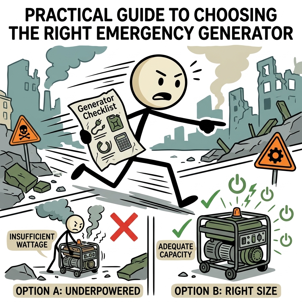 SC-style illustration for Practical guide to choosing the right emergency generator
