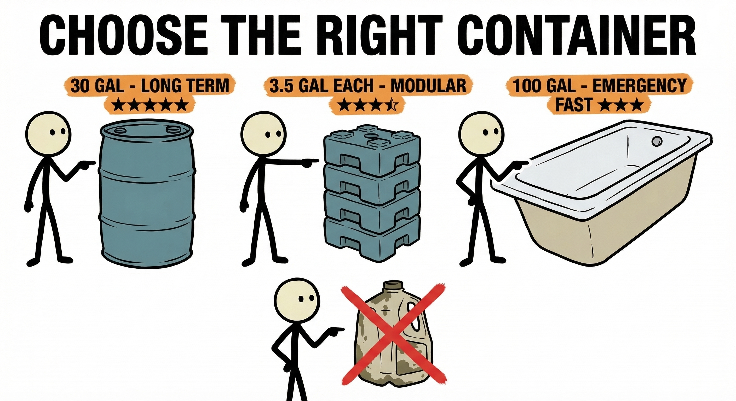Comparison of emergency water storage containers