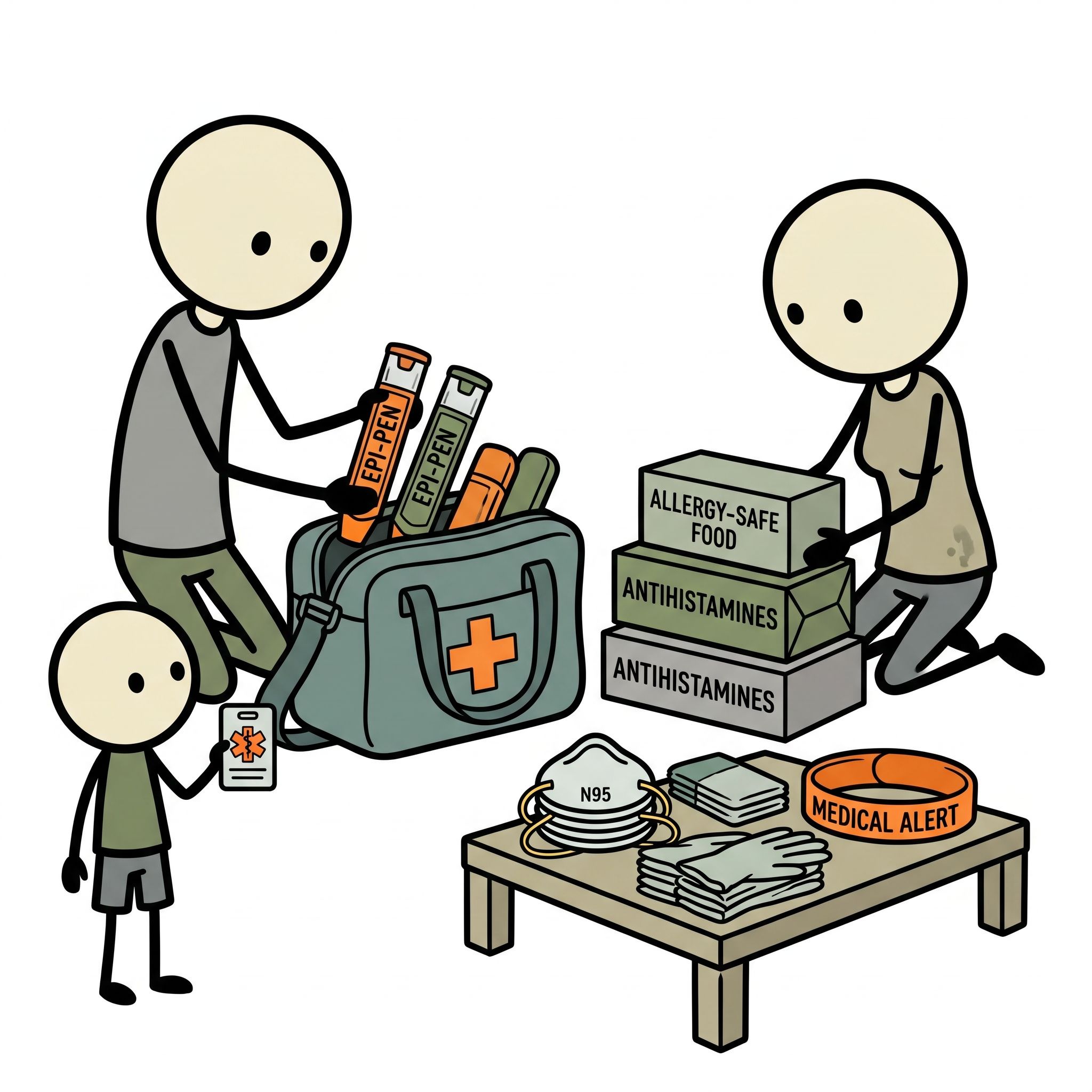 SC-style illustration for Emergency preparedness for people with severe allergies and anaphylaxis risk