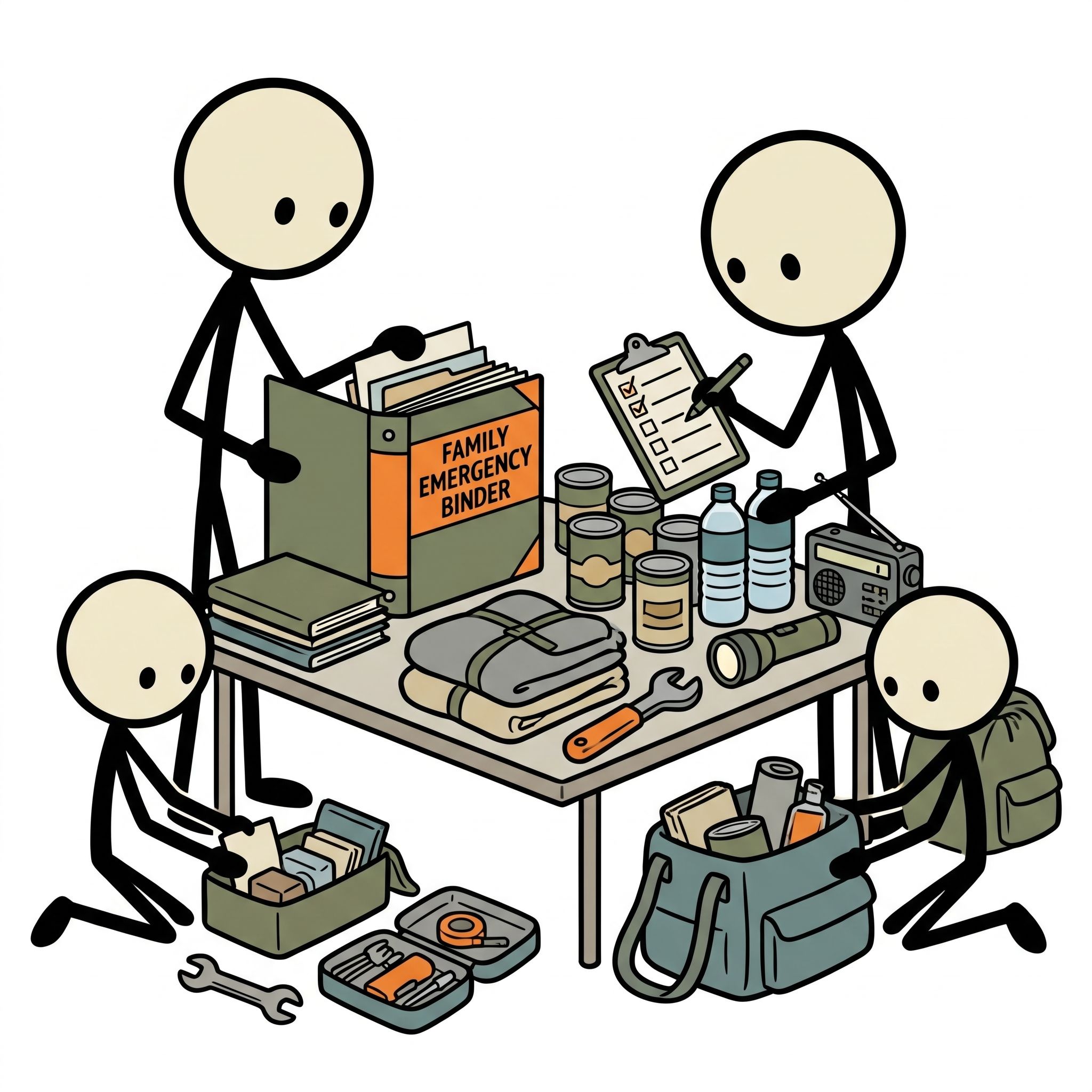 SC-style illustration for Step-by-step guide to building a family emergency binder