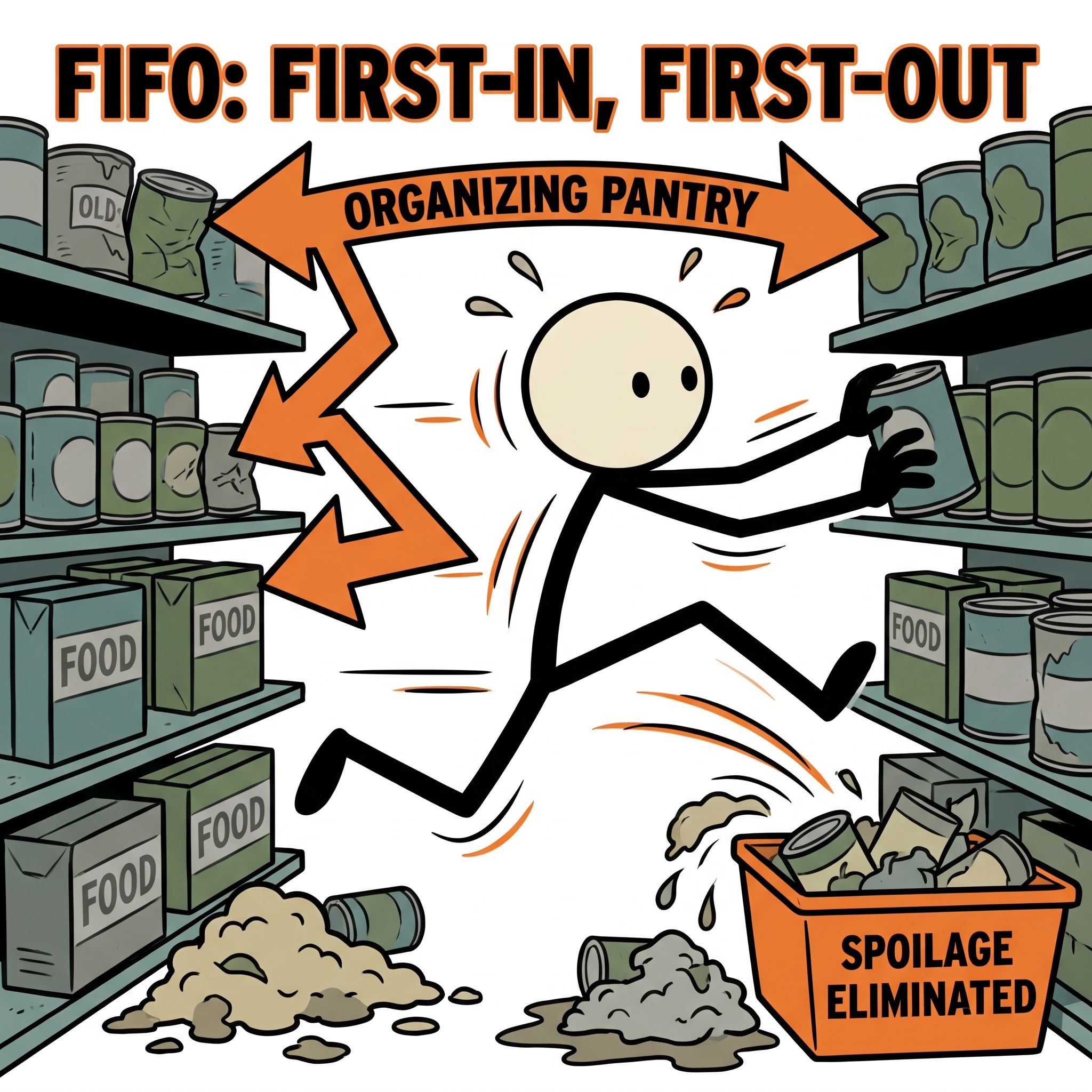 SC-style illustration for This post provides a comprehensive, step-by-step guide on implementing the First-In, First-Out (FIFO) methodology to organize emergency food pantries and eliminate costly food spoilage.