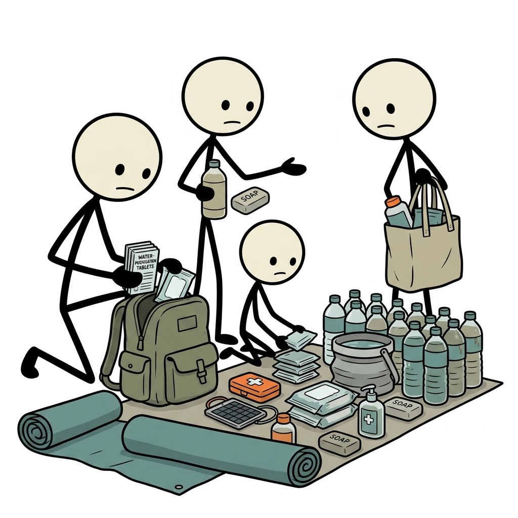 SC-style illustration for Practical guide to maintaining hygiene during water scarcity emergencies