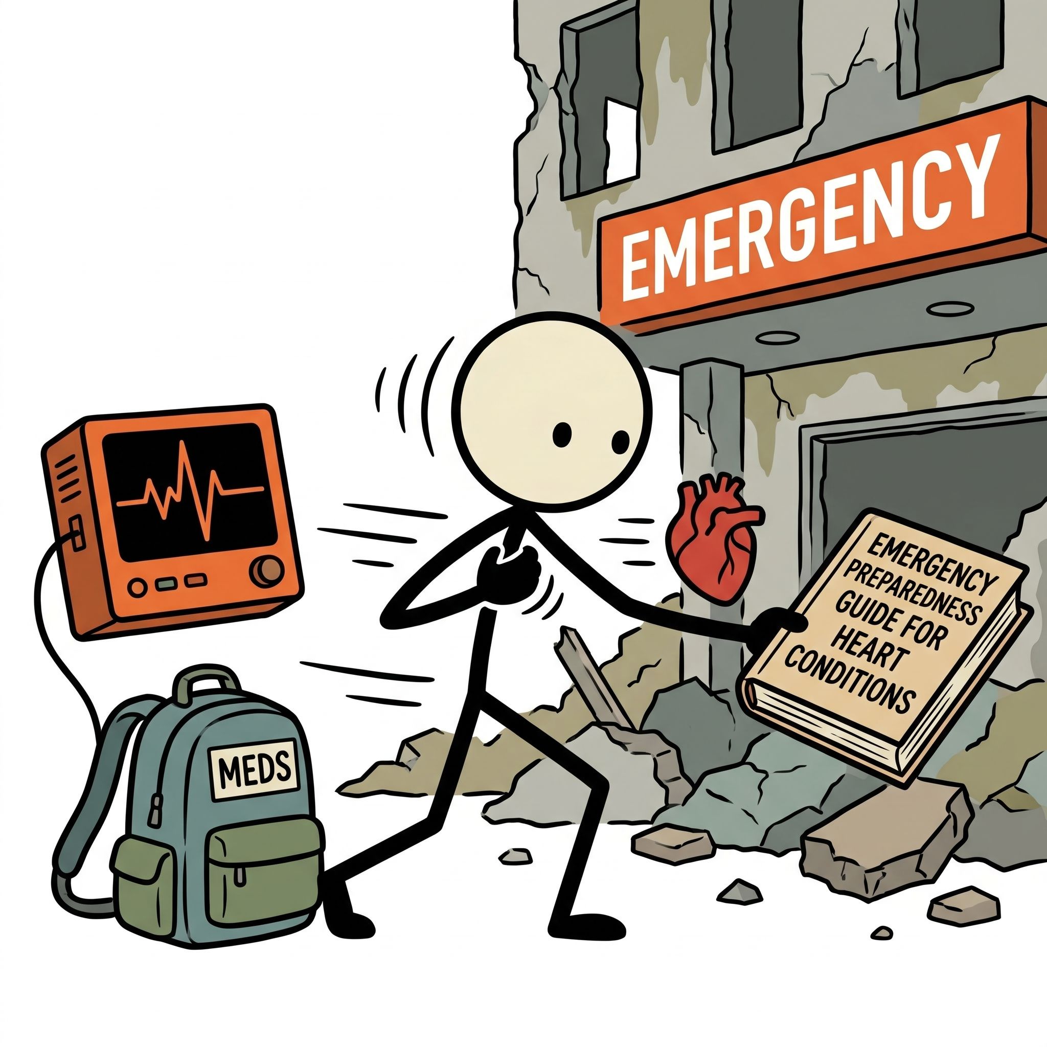 SC-style illustration for Emergency preparedness guide for people with heart conditions