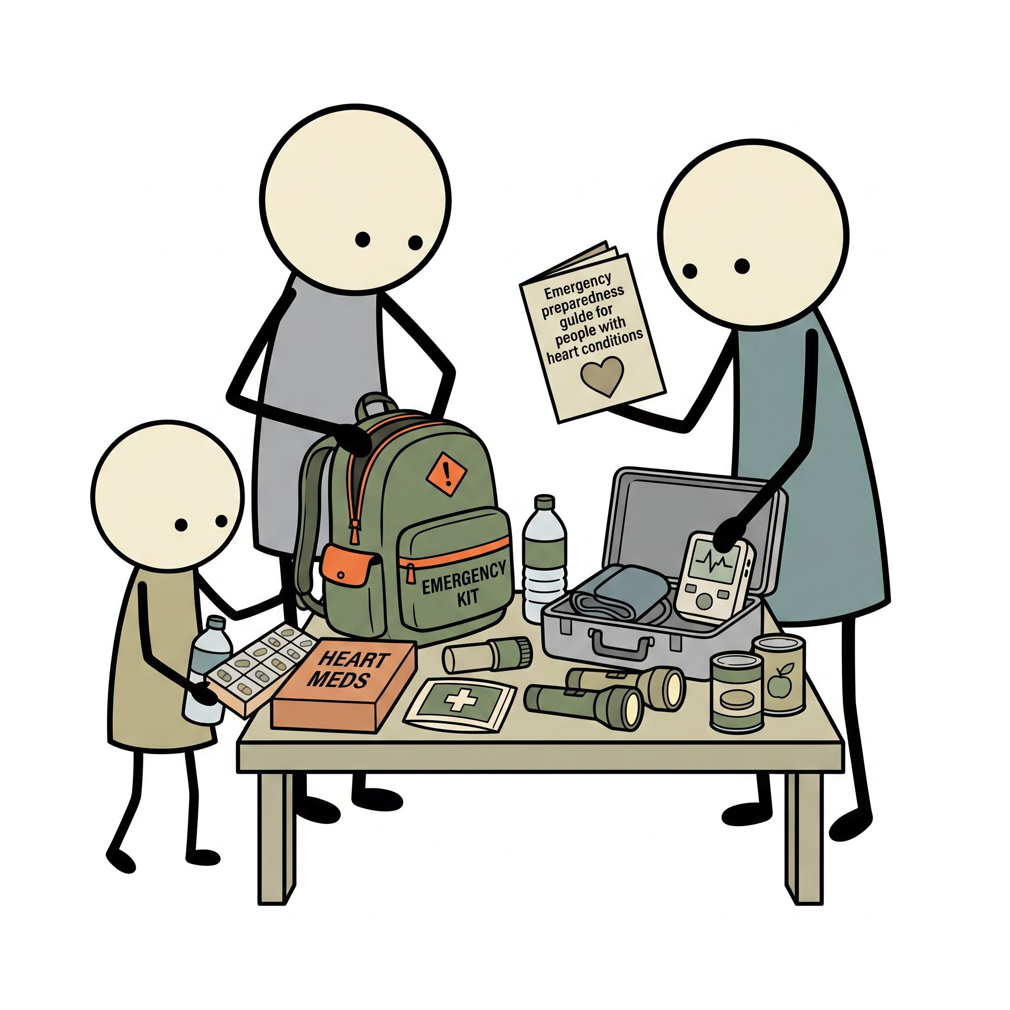 SC-style illustration for Emergency preparedness guide for people with heart conditions