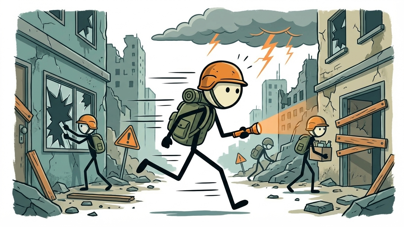 SC-style illustration for home security during disasters