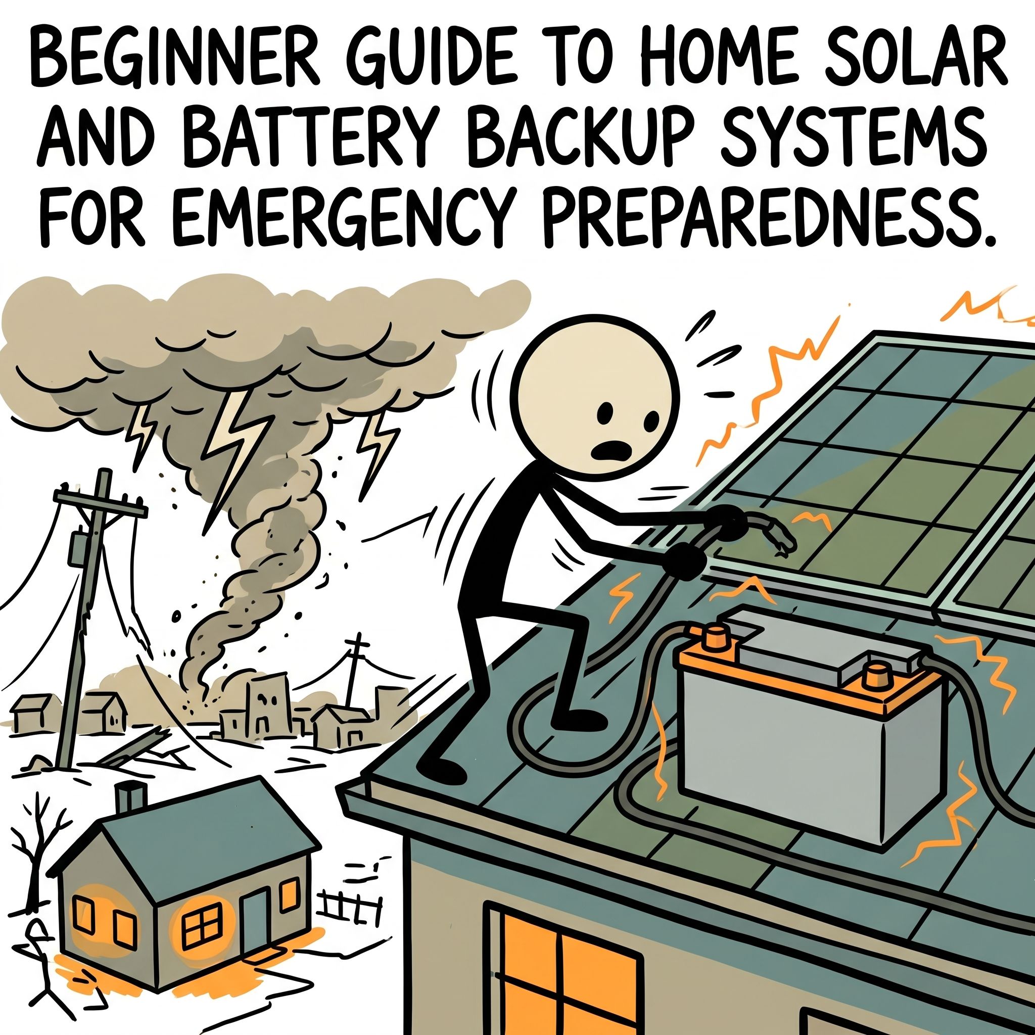 SC-style illustration for Beginner guide to home solar and battery backup systems for emergency preparedness