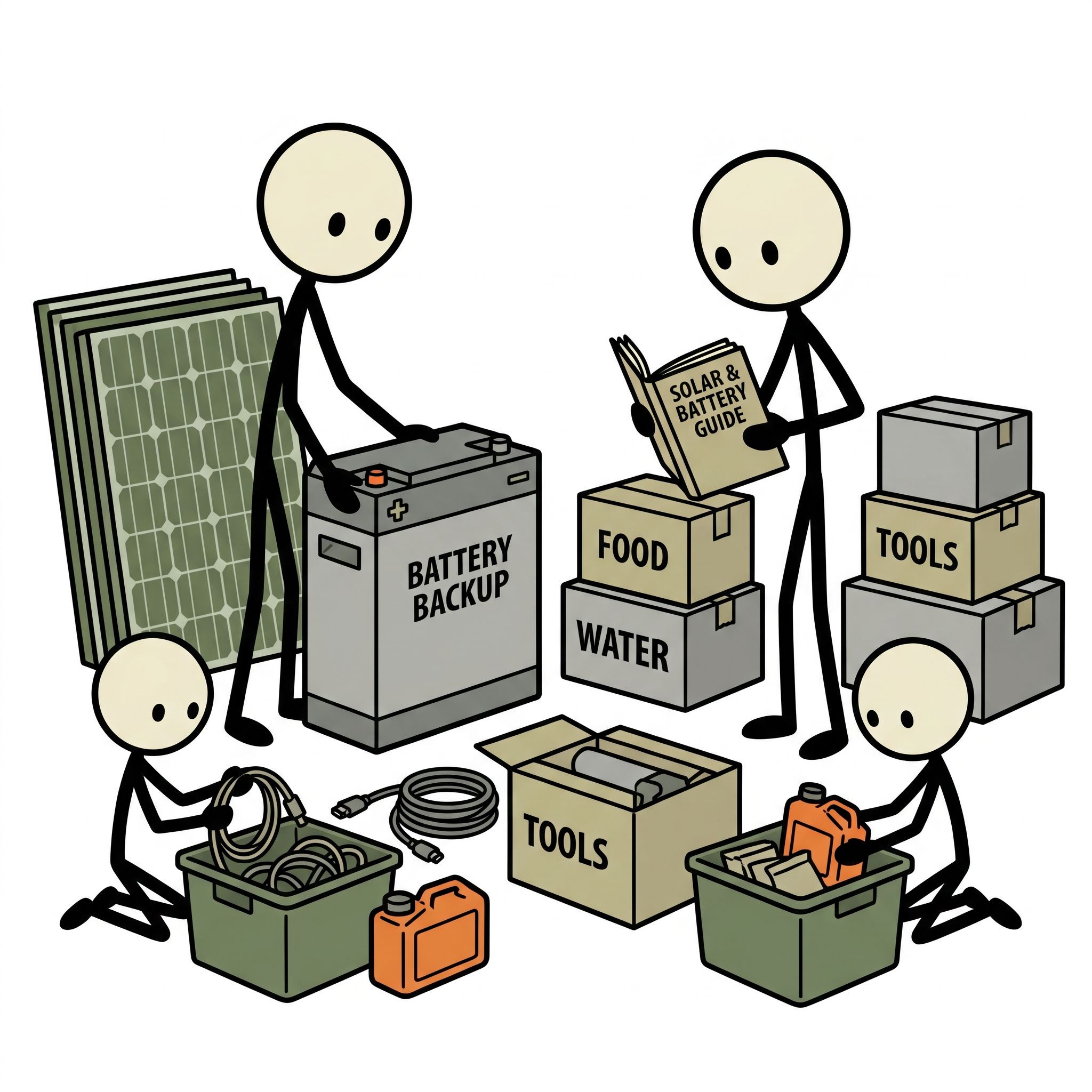 SC-style illustration for Beginner guide to home solar and battery backup systems for emergency preparedness
