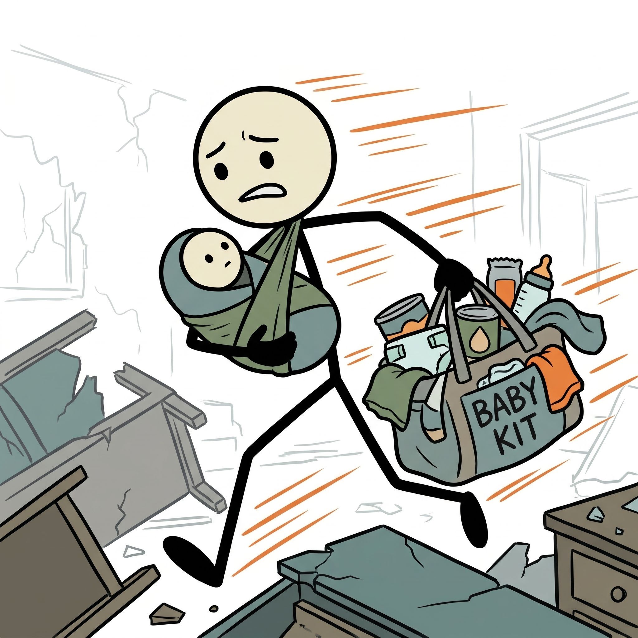 SC-style illustration for Covers the specific emergency preparedness needs of households with infants