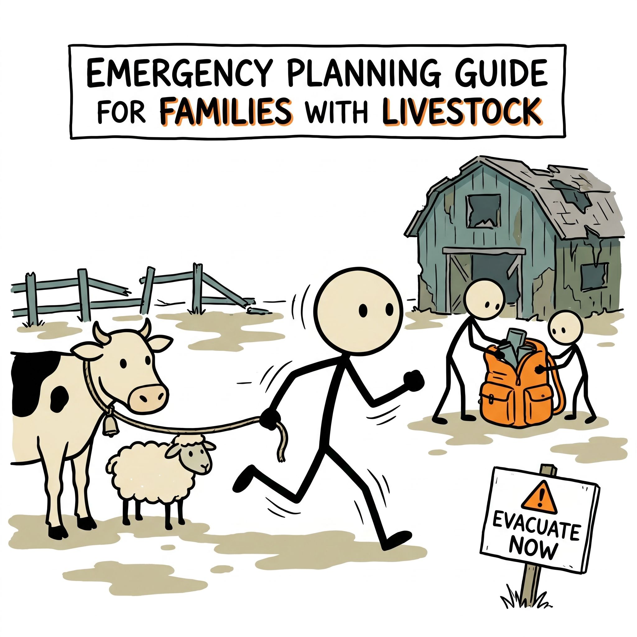 SC-style illustration for Emergency planning guide for families with livestock