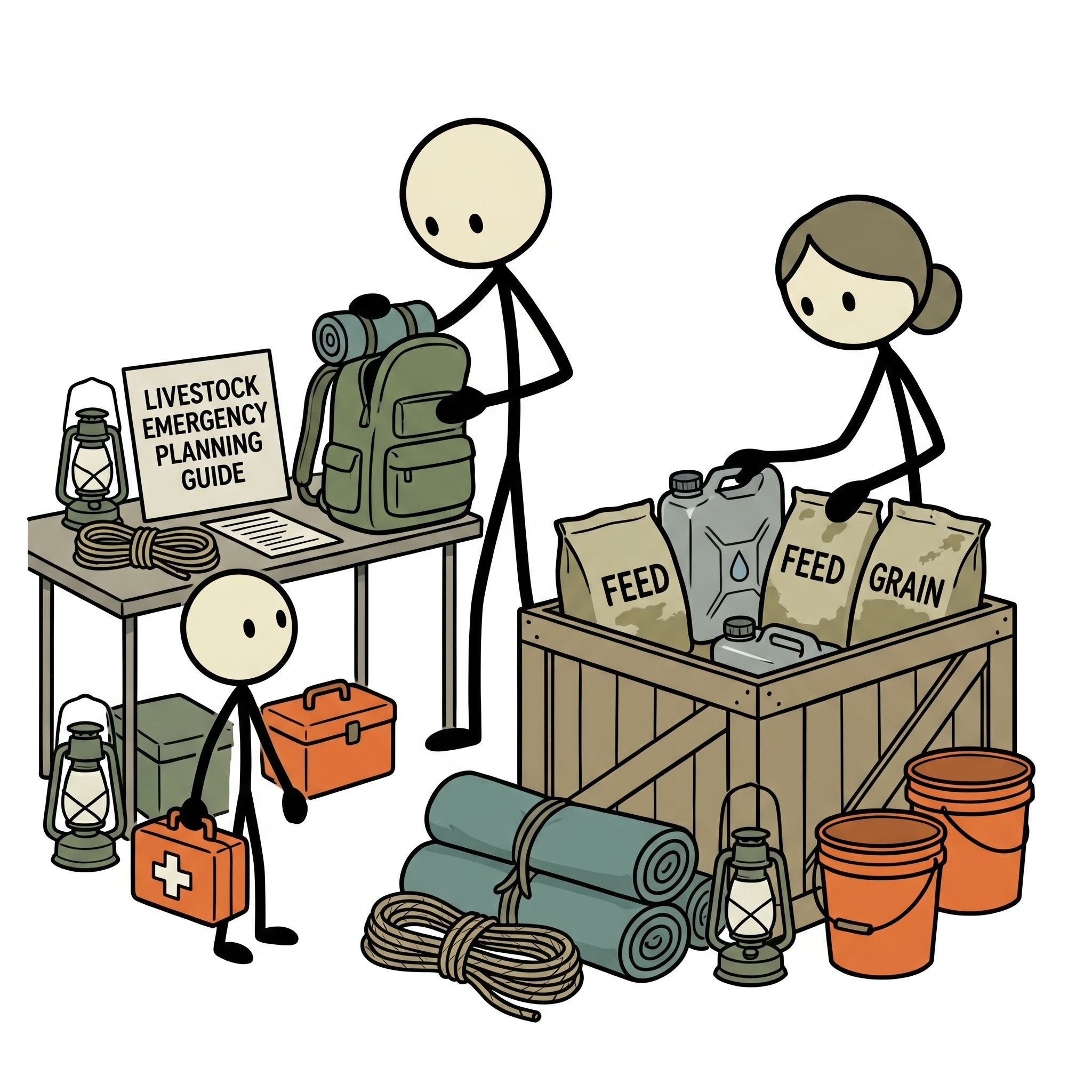 SC-style illustration for Emergency planning guide for families with livestock