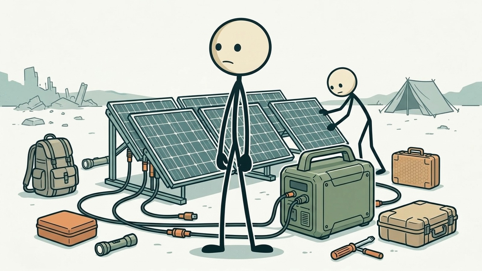 SC-Stil Illustration für die besten Solargeneratoren für die Notfallvorsorge