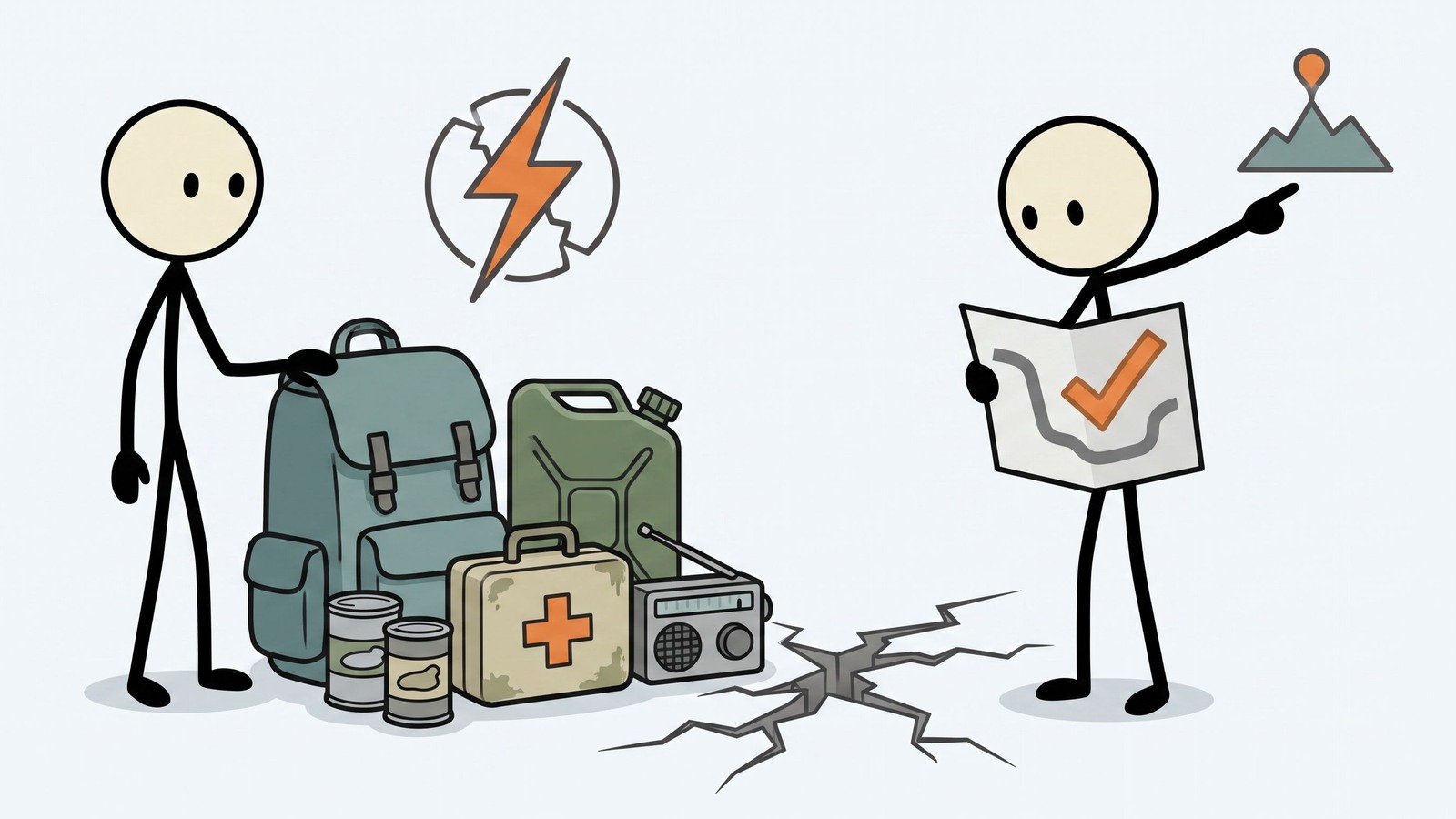 SC-style illustration for A comprehensive, actionable survival guide tailored for Pacific Northwest residents to prepare for, survive, and recover from a catastrophic Cascadia Subduction Zone megathrust earthquake.