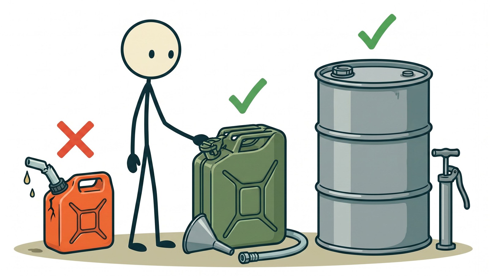 SC-style Illustration für Dieser umfassende Leitfaden beschreibt, wie Dieselkraftstoff für Notstromgeneratoren sicher zu Hause gelagert werden kann, wobei der Schwerpunkt auf der Maximierung der Haltbarkeit, der Auswahl der richtigen Behälter und der Einhaltung von Sicherheitsvorschriften liegt.
