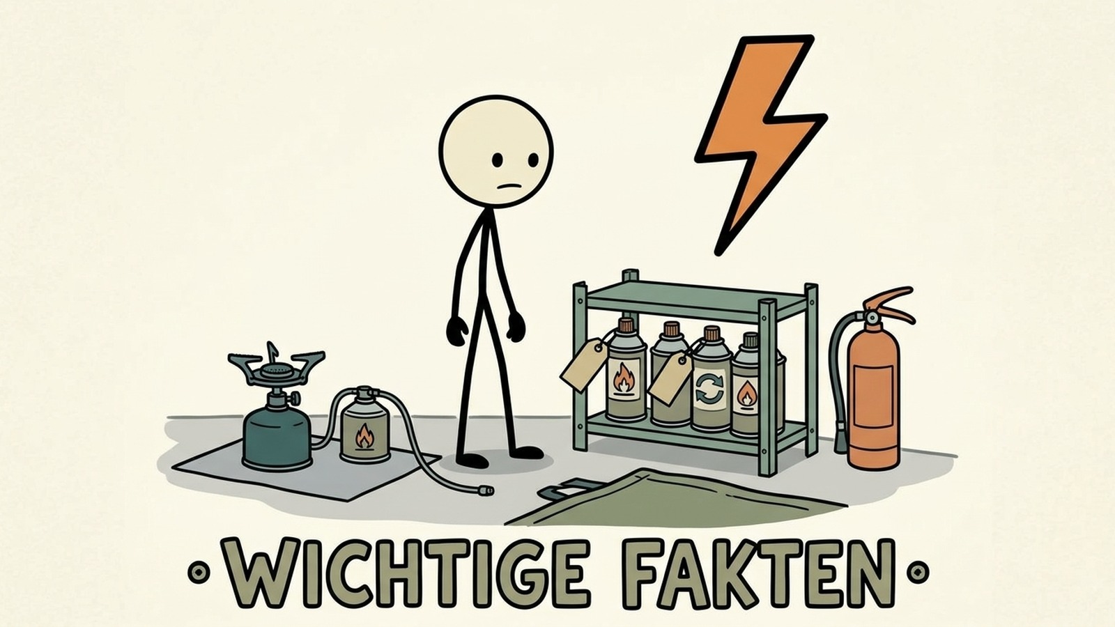 SC-Stil-Illustration zum Vergleich von Brennstoffarten, Lagerregeln, Belüftung, saisonalen Bedürfnissen und sicherem Außengebrauch.