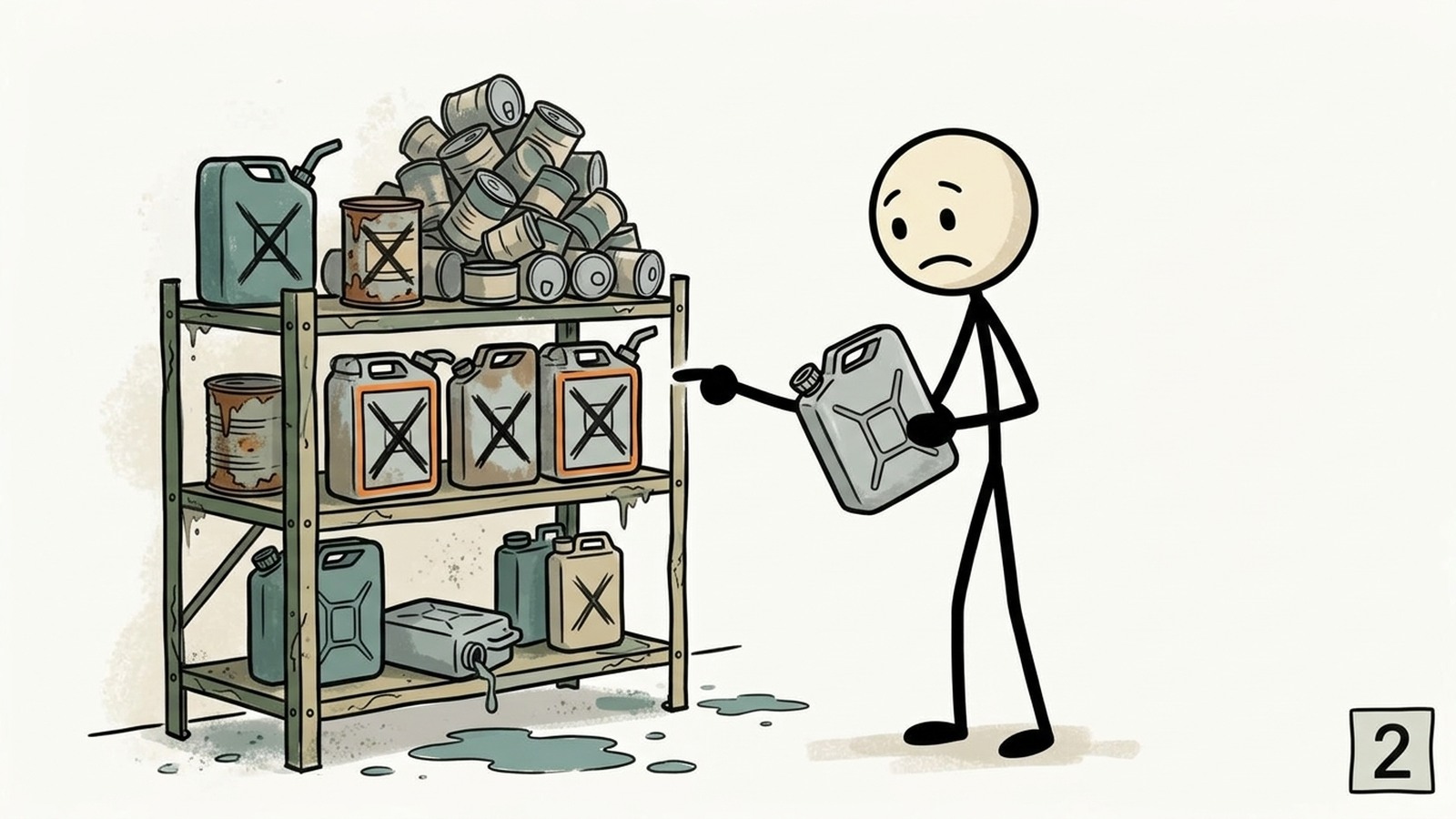 SC-Stil-Illustration zum Vergleich von Brennstoffarten, Lagerregeln, Belüftung, saisonalen Bedürfnissen und sicherem Außengebrauch.