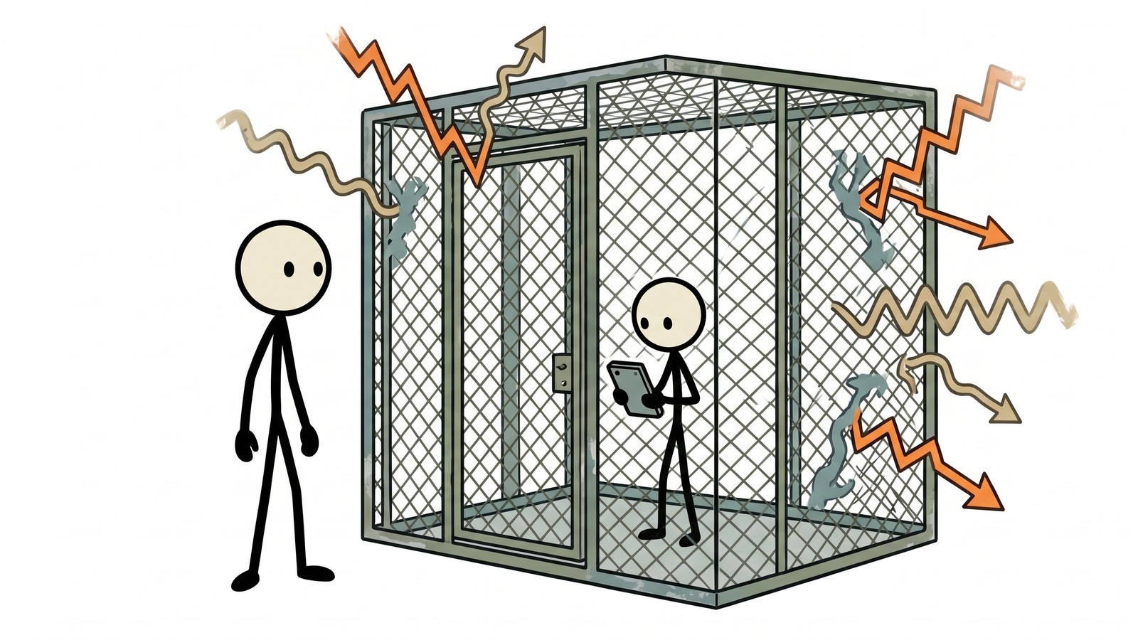 Illustration im SC-Stil für praktische EMP-Vorsorge für Haushalte, einschließlich Faraday-Speicheroptionen, Prioritäten für geschützte Geräte und Testmethoden