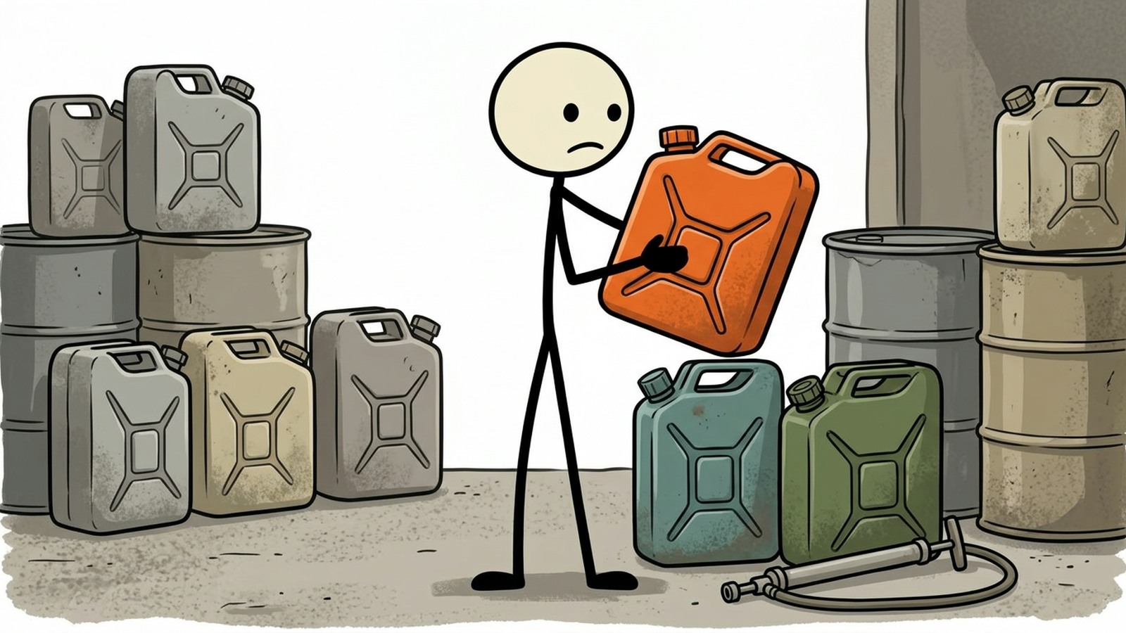 SC-Stil Illustration zur Erklärung von zugelassenen Behältern, gesetzlichen Grenzwerten, Belüftung, Stabilisator, Rotation und Brandschutz.