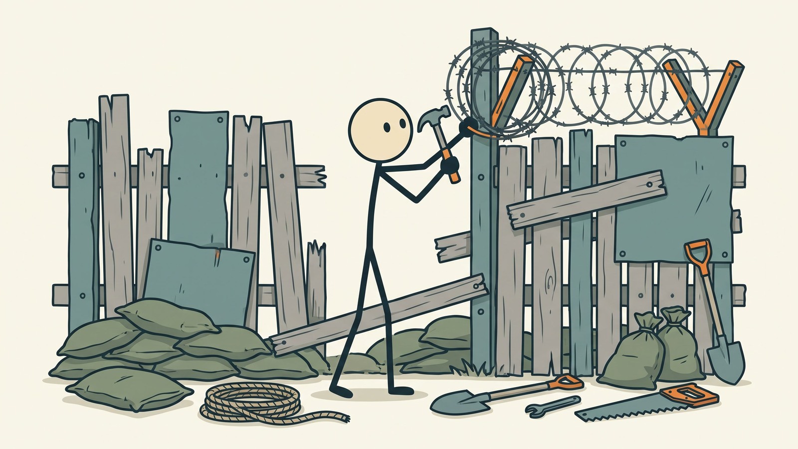 SC-style illustration for home security during disasters