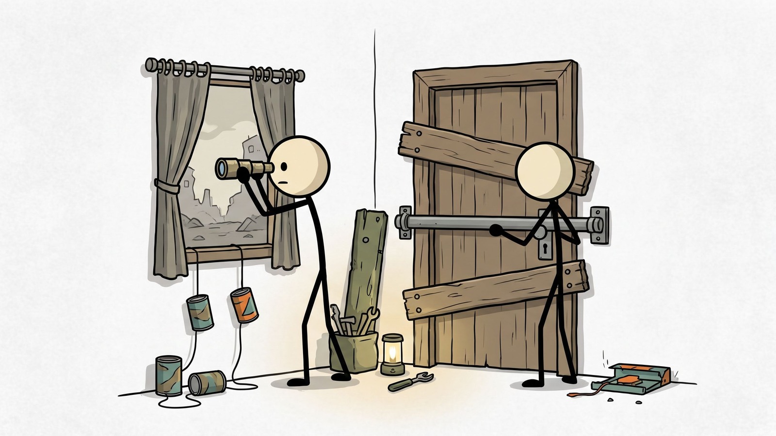 SC-style illustration for home security during disasters