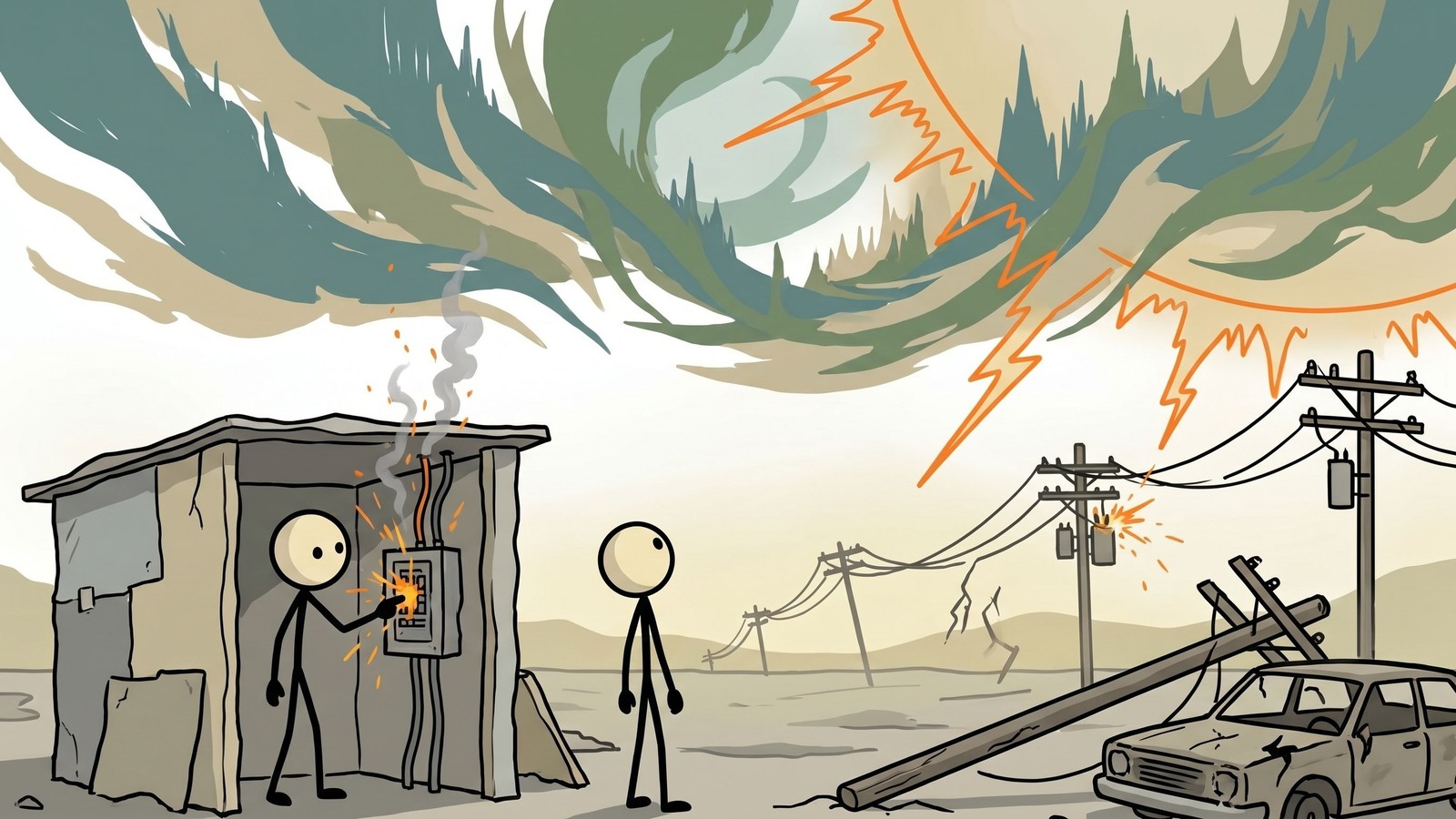 SC-Stil Illustration für einen wissenschaftlich fundierten Leitfaden zur Vorbereitung auf Sonneneruptionen und geomagnetische Stürme