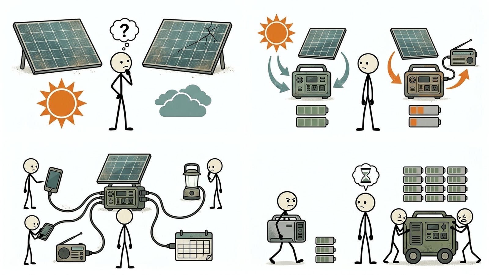 Ilustración estilo SC para los Mejores Generadores Solares para Preparación ante Emergencias