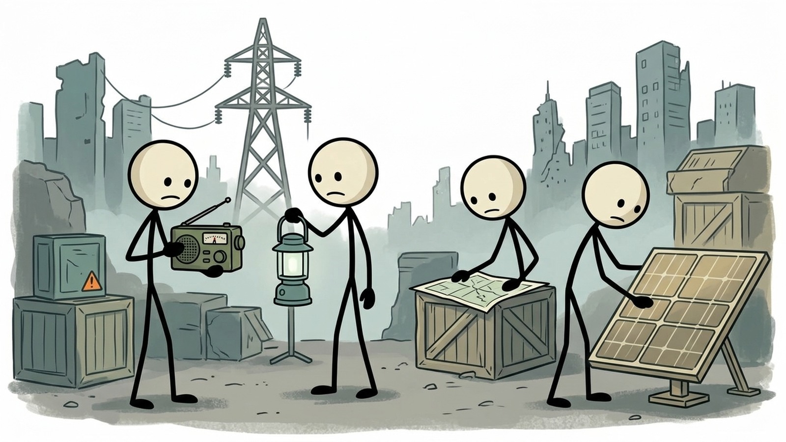 Ilustración estilo SC para Ciberataque a la Red Eléctrica: Cómo Prepararse para Escenarios Modernos de Caída de la Red