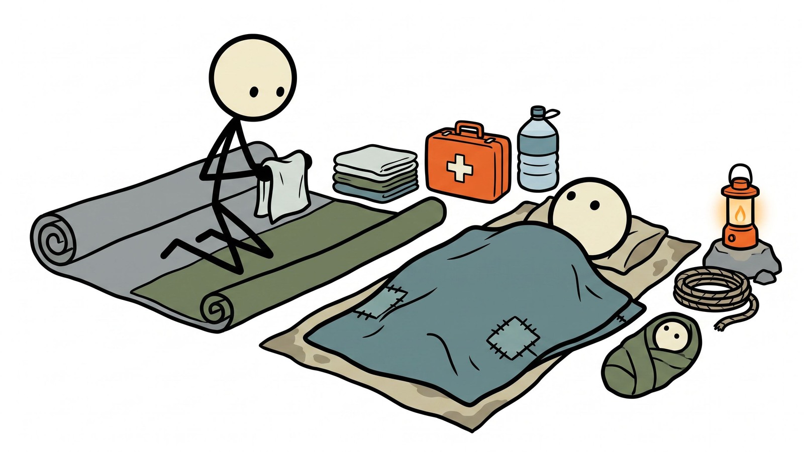 Ilustración estilo SC para una guía paso a paso para manejar un parto de emergencia cuando la asistencia médica profesional no está disponible