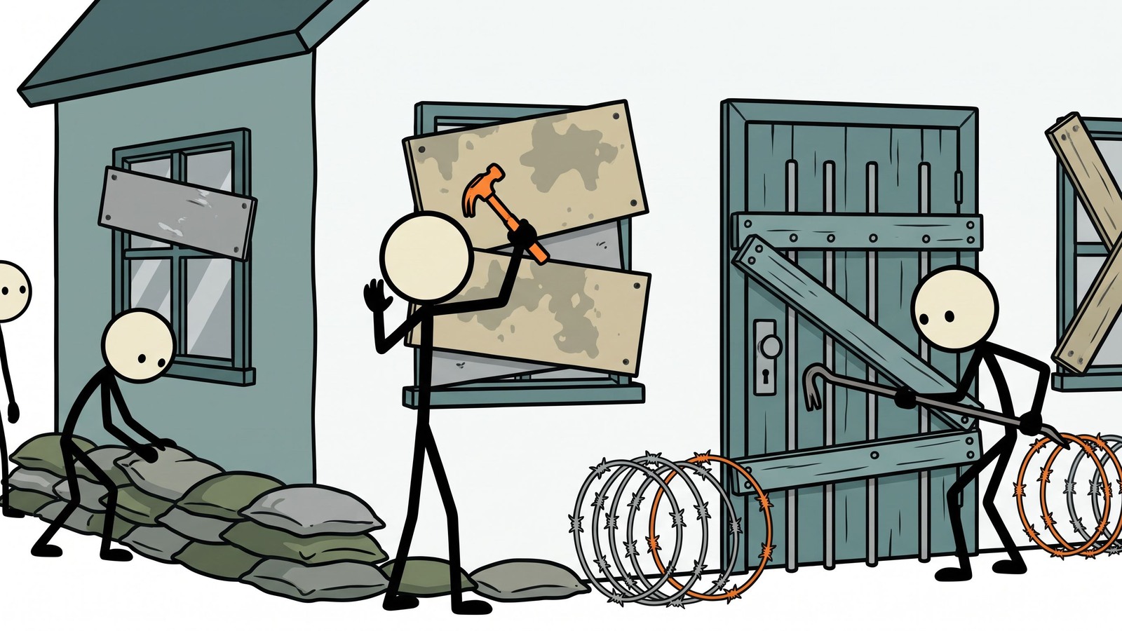 Ilustración estilo SC para la seguridad del hogar durante desastres