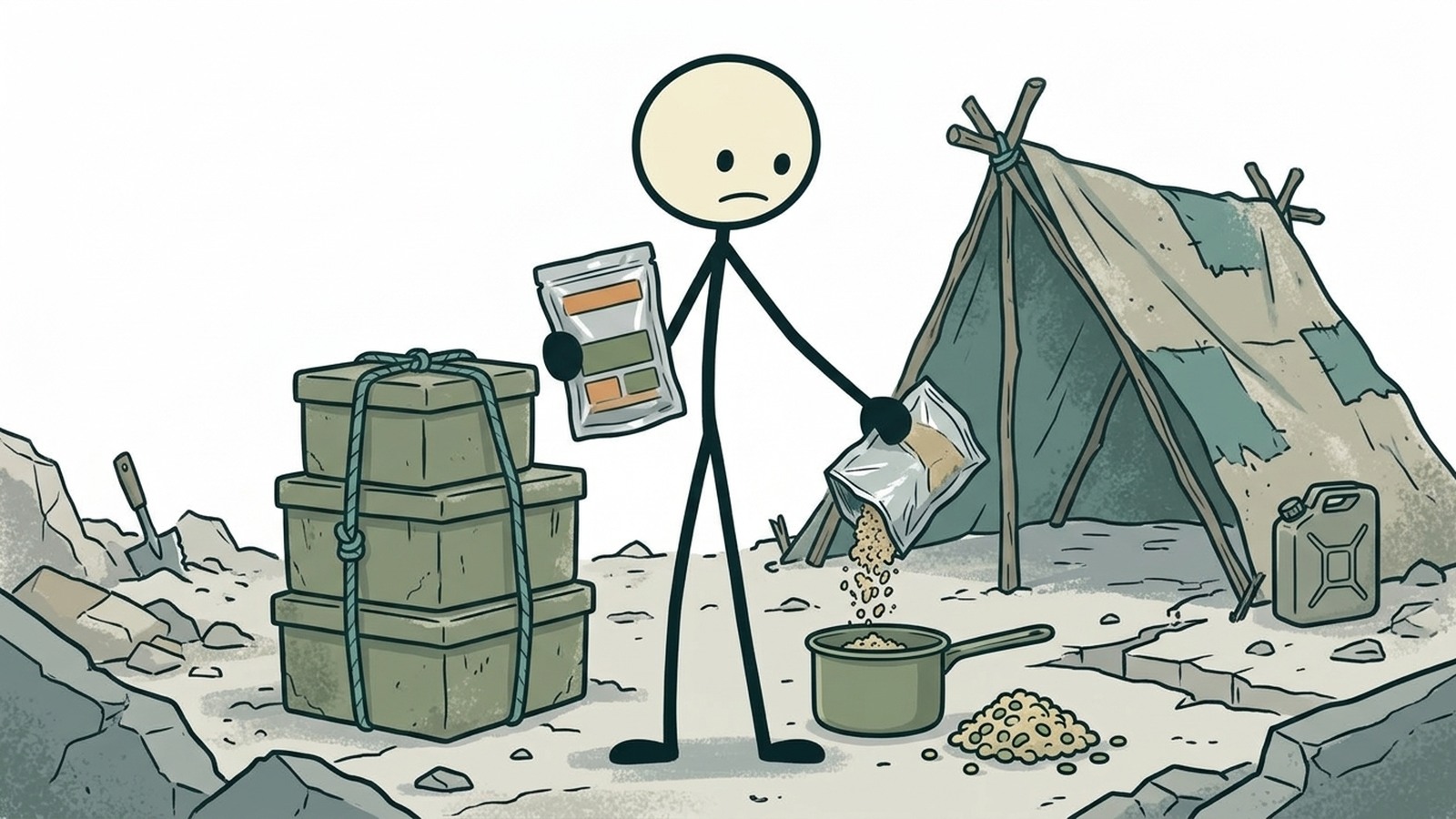 Ilustración estilo SC para mountain house vs readywise