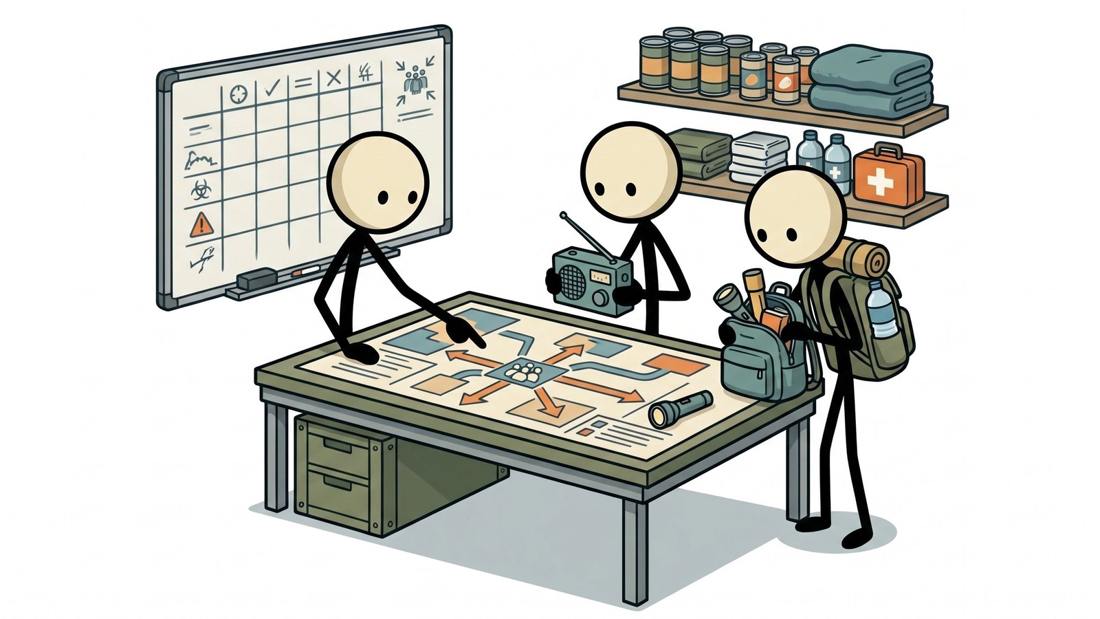 Ilustración estilo SC que aborda los desafíos específicos que enfrentan los inquilinos en la preparación para emergencias