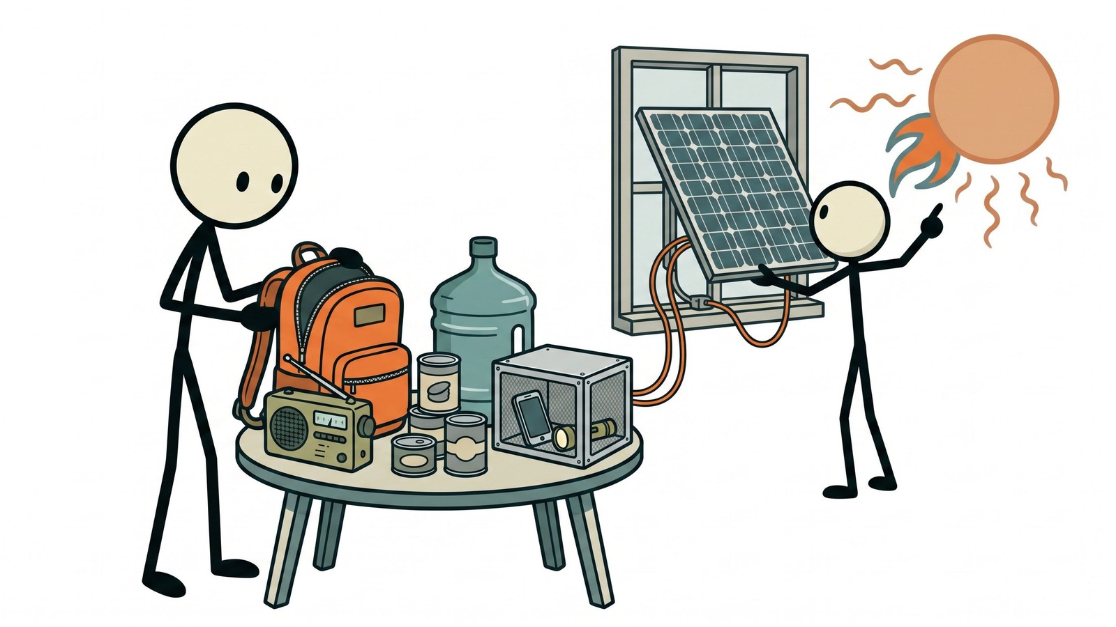 Ilustración estilo SC para una guía basada en la ciencia para la preparación ante erupciones solares y tormentas geomagnéticas