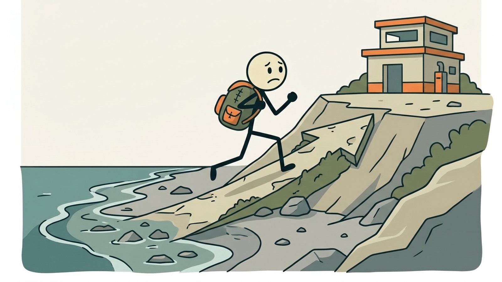 Ilustración estilo SC para explicar advertencias oficiales, señales naturales, rutas de evacuación, reunificación y seguridad de regreso para hogares costeros.