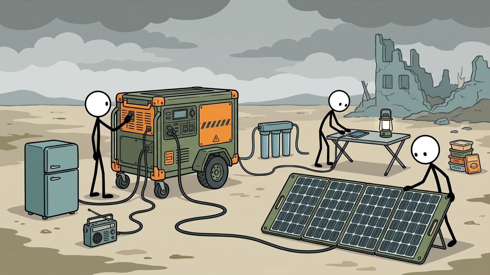 Illustration de style SC pour l'examen de la sauvegarde d'urgence du générateur solaire 4Patriots