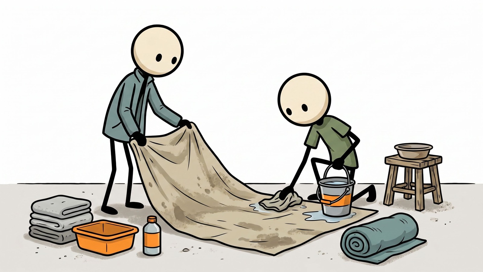 Illustration de style SC pour un guide étape par étape pour gérer un accouchement d'urgence lorsque l'assistance médicale professionnelle n'est pas disponible