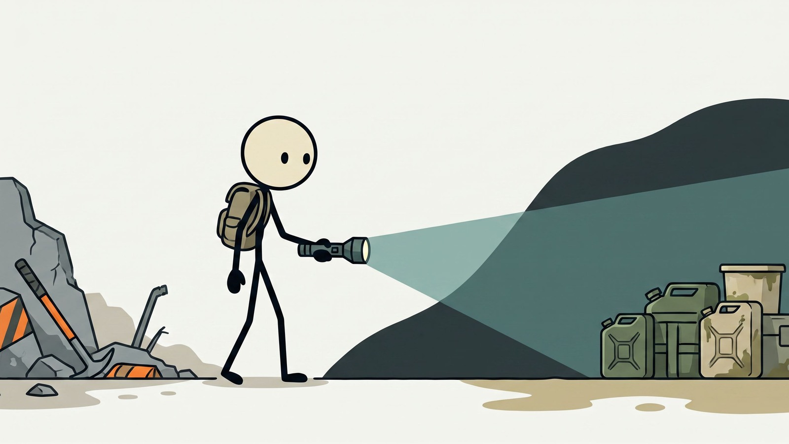 Illustration de style SC pour une comparaison complète des lampes de poche, des lampes frontales et des lanternes solaires afin d'aider les lecteurs à choisir les solutions d'éclairage d'urgence les plus fiables pour les pannes de courant et les situations de survie.