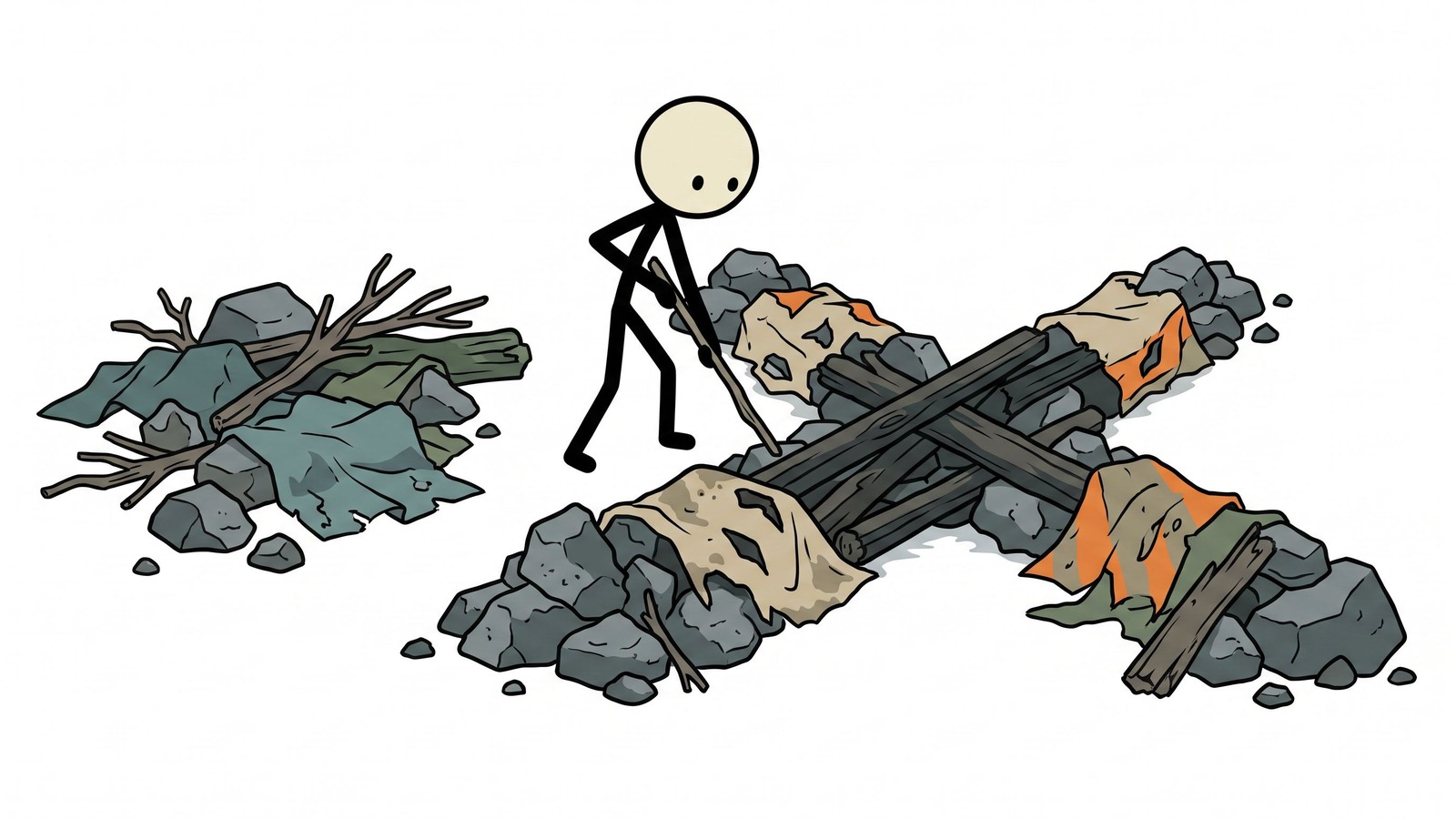 Illustration de style SC pour Cet article fournit un guide complet sur l'utilisation de techniques de signalisation d'urgence primitives et non électroniques, telles que les signaux au sol, les miroirs, les feux et les sifflets, pour attirer les équipes de sauvetage lorsque la technologie moderne échoue en milieu sauvage.