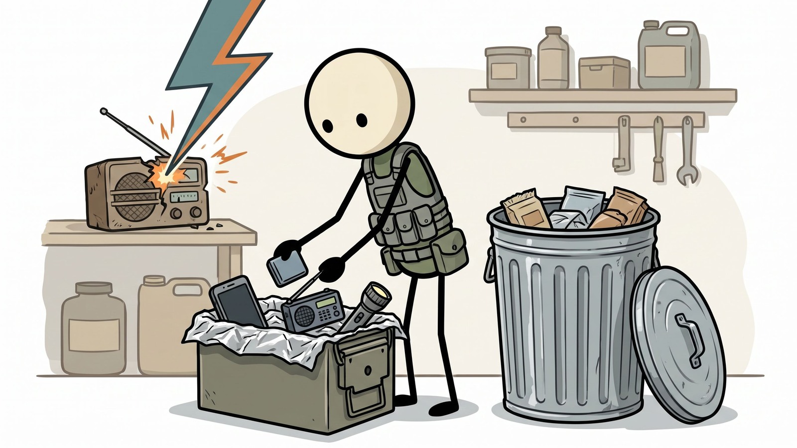 Illustration de style SC pour une préparation pratique à l'IEM pour les ménages, y compris les options de stockage Faraday, les priorités des appareils protégés et les méthodes de test