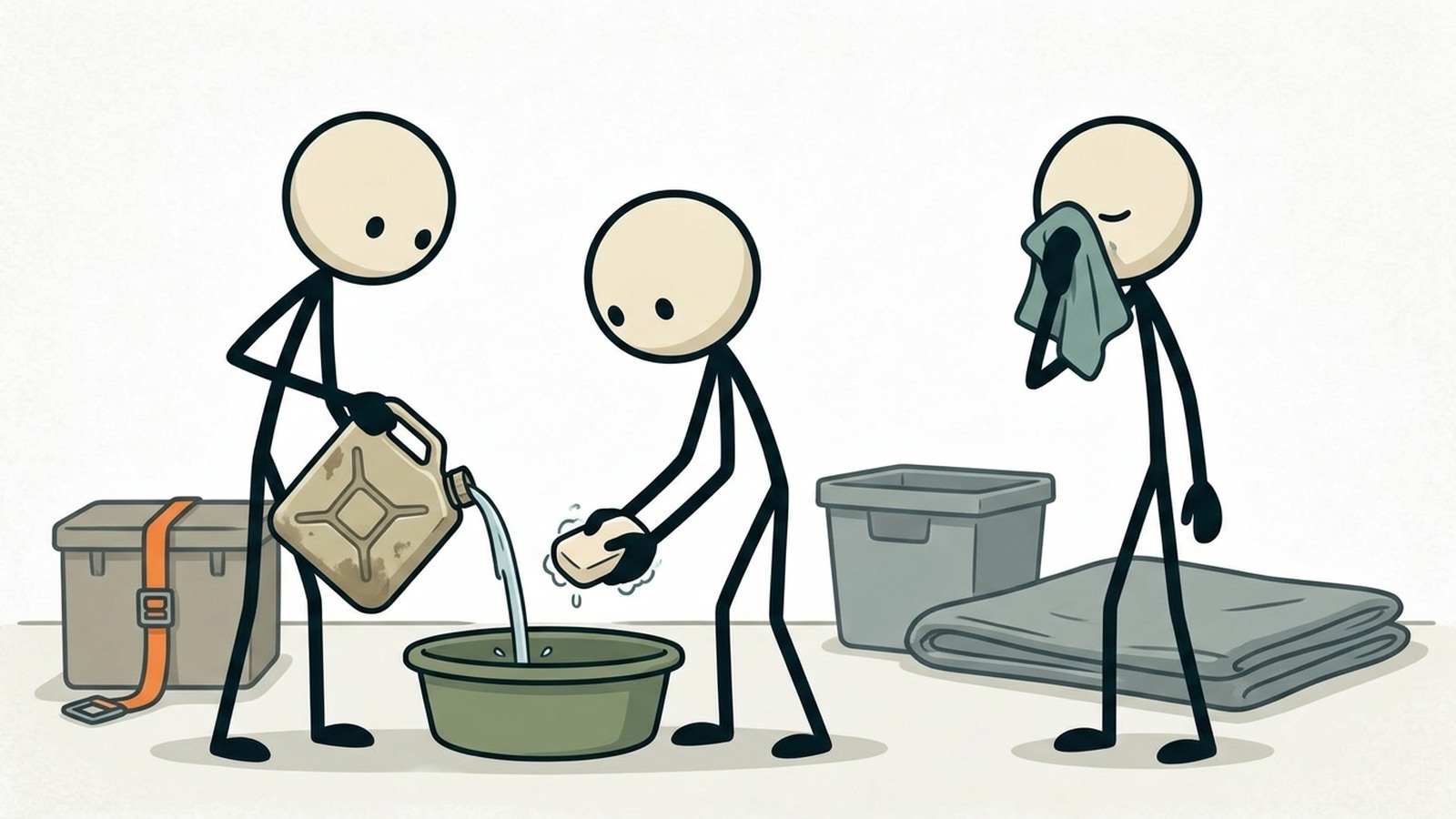 Illustration de style SC pour le guide pratique du maintien de l'hygiène en cas d'urgence de pénurie d'eau