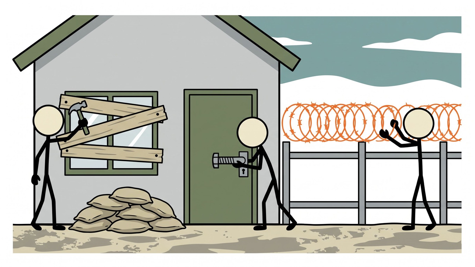 Illustration de style SC pour la sécurité à domicile en cas de catastrophe