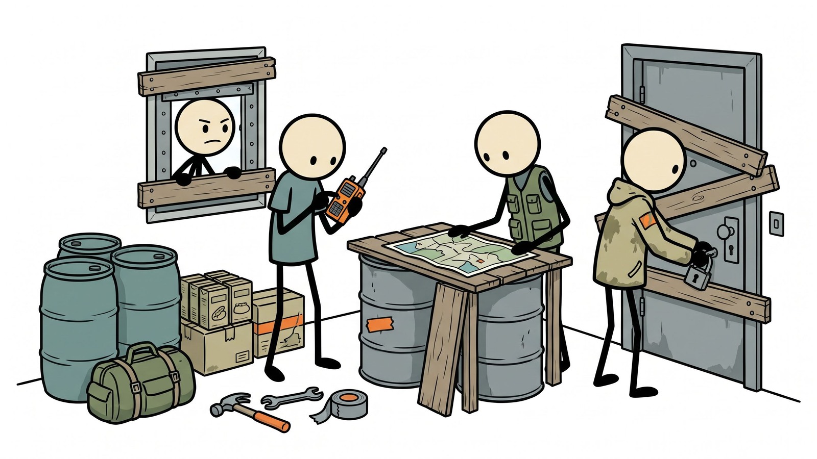Illustration de style SC pour la sécurité à domicile en cas de catastrophe