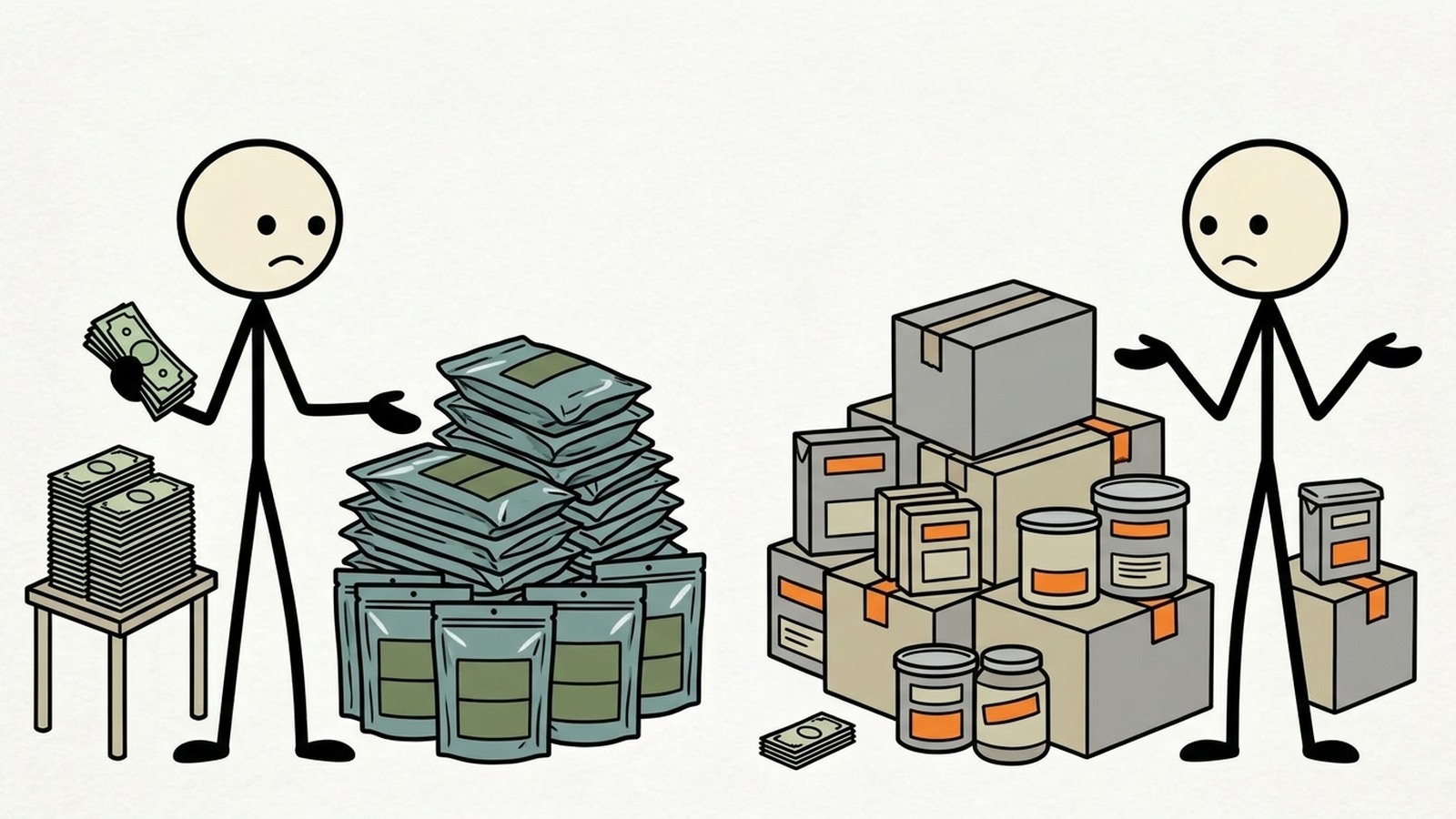 Illustration de style SC pour mountain house vs readywise