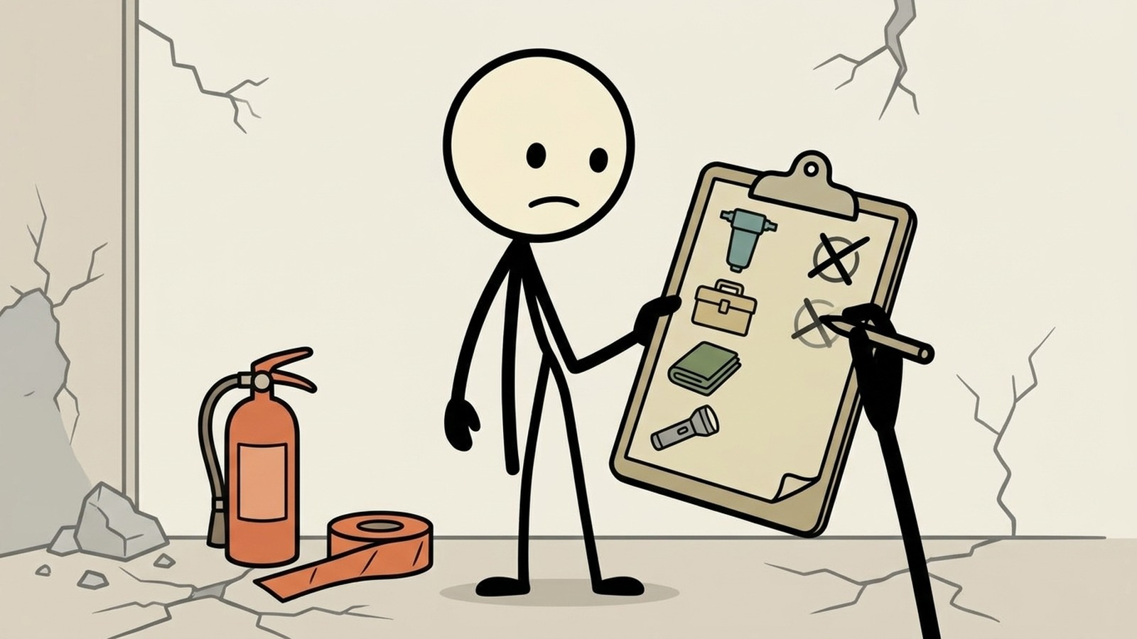 Illustration de style SC pour la sécurité de la couverture, la documentation, l'assurance, les services publics, le nettoyage, les dossiers et le rétablissement émotionnel après un événement.
