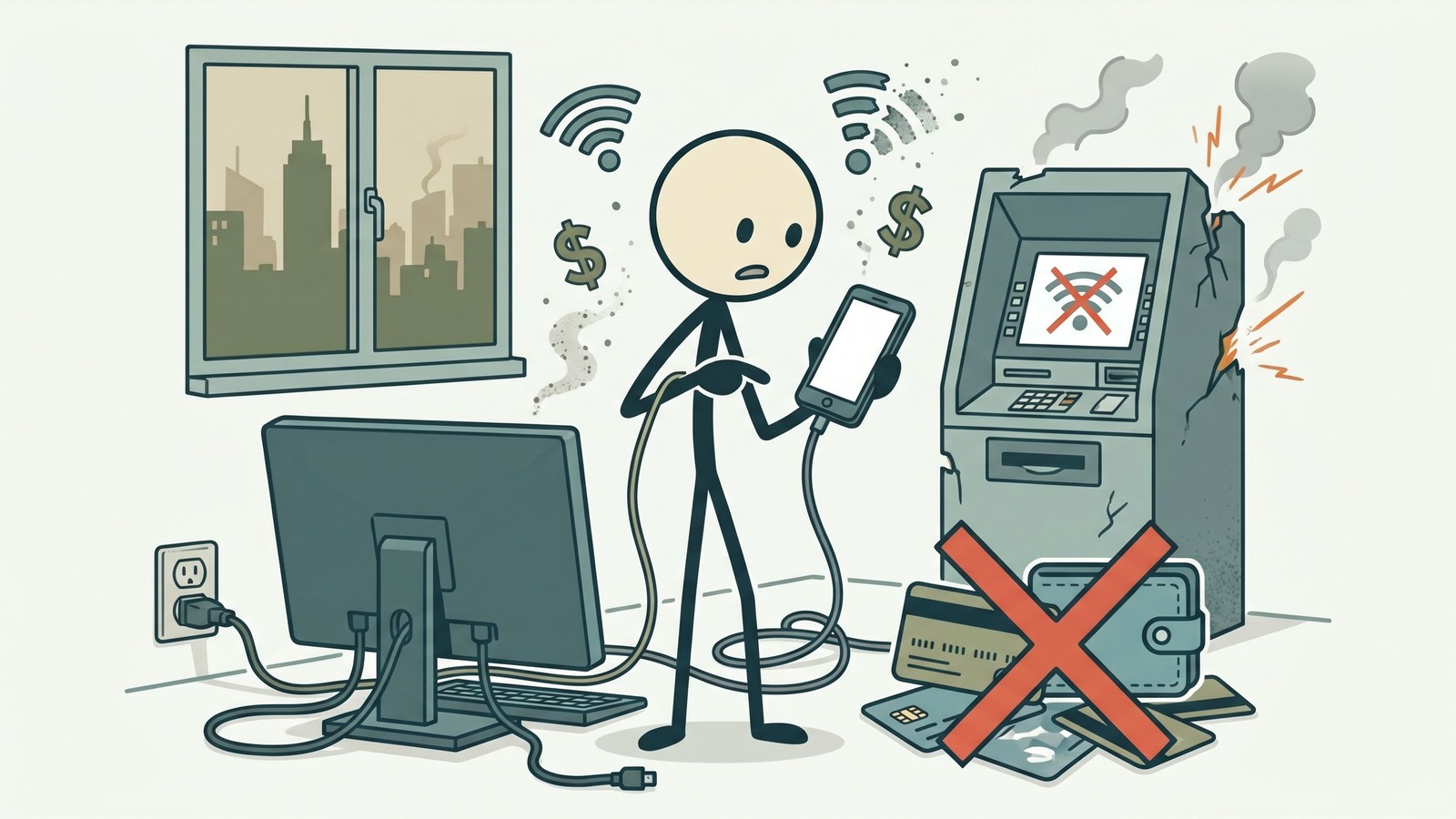Illustration de style SC pour Cet article analyse l'utilité réelle et la valeur d'échange des métaux précieux par rapport à la monnaie fiduciaire à différentes étapes de l'effondrement économique ou des urgences de panne de réseau.